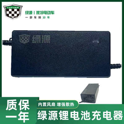 绿源锂电池充电器电动车原装新国标插头充电器48V/2A/3A带风扇