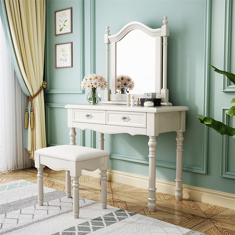 美式梳妆台简约实木化妆桌梳妆台妆凳小户型卧室梳装台组合家具