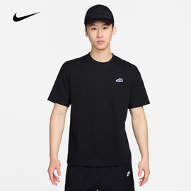 Nike耐克短袖黑色男运动上衣休闲圆领DUNK刺绣纯棉T恤FV3752-010