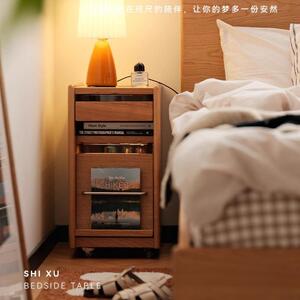 /式时桃序床头时序床头柜/窄床头柜极小型日樱木家具可移动收纳柜