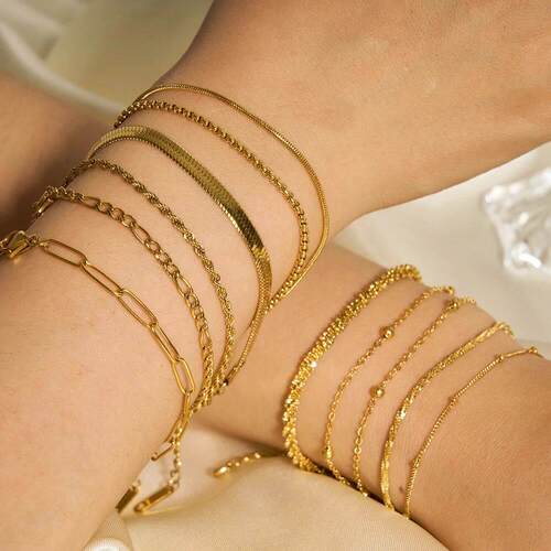 Gold Color Bracelet Stainless Steel Twist Cuban Chain Bracel