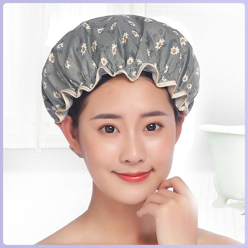 女士家用浴帽 浴室洗澡防水帽 厨房防油烟套头帽 家用家务防尘帽