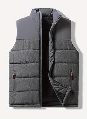 W 21926 Men's contrast color stand collar vest 士拼色立领