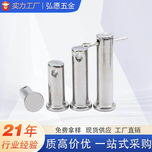 304不锈钢销轴圆柱带孔销子铰链平头销GB882定位销子M3M4M6M8M20