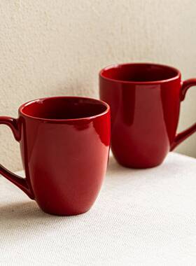 YE HOME 红色陶瓷杯马克杯大容量杯子家居喝水杯咖啡杯牛奶杯茶杯