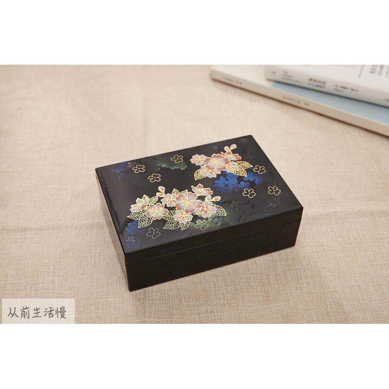 高档日本进口山中漆金箔饰盒盒项炼首器耳针饰品储物化妆镜盒结婚