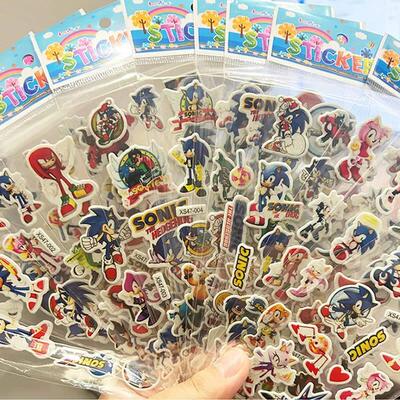 12pcs Cartoon Sonic The Hedgehog Bubble Stickers Kawaii Anim