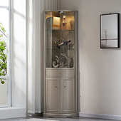 客厅三角实木墙角轻奢架拐角柜转角角餐美式 边柜物柜柜置酒柜弧形