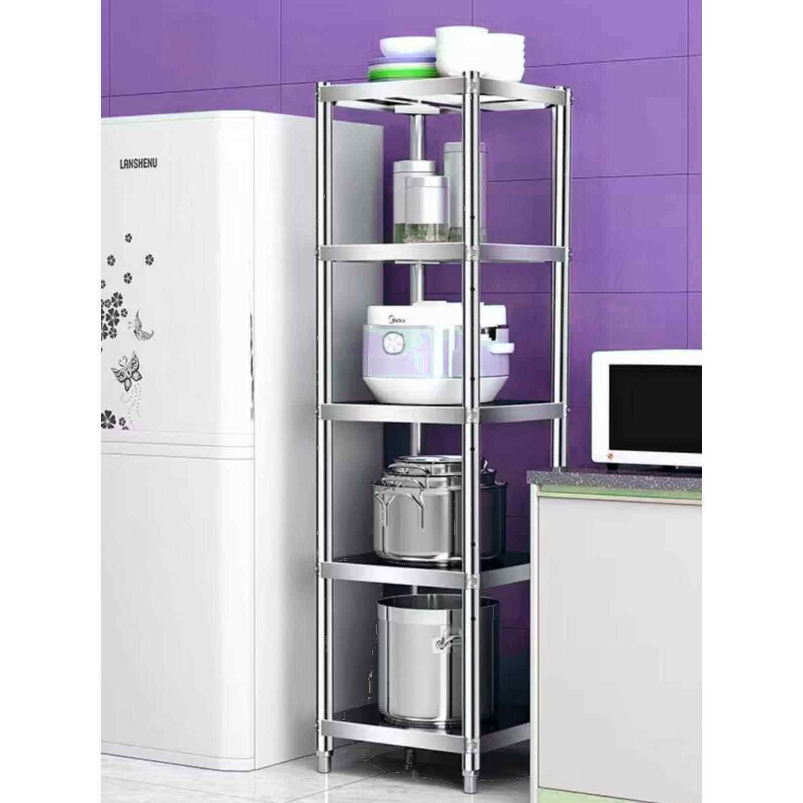 不锈钢厨房置物架夹缝正方形层FDK落地杂物架客多货架储藏室收厅