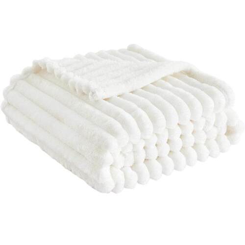 Solid color white cozy sofa throws blankets fluffy bedcover