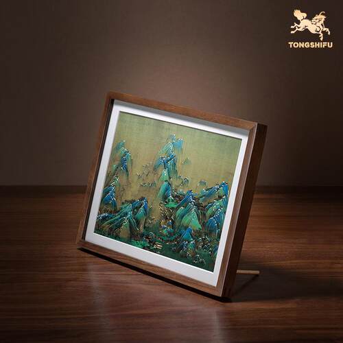 手工錾刻铜房雕画F969H67H《千公里江山（桌面）》书办室饰装画