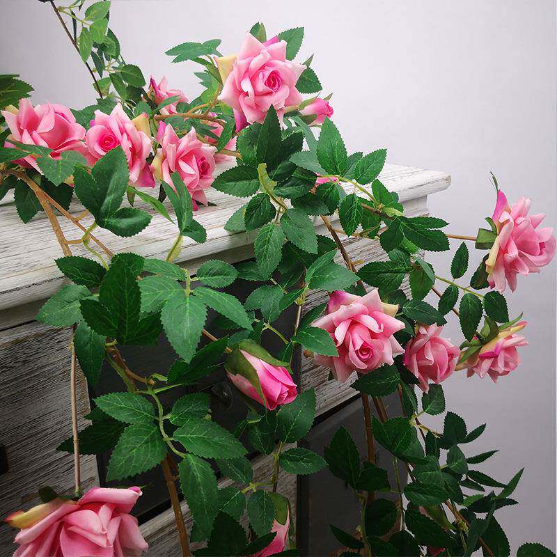 玫瑰花藤仿真花萝莉角腾庆现场布置婚玫瑰花藤假玫花室外围花栏树