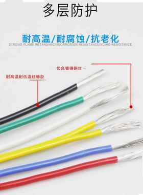 Agr软硅胶线耐高温1/1.5/2.5/6/4/10/16方镀锡铜线电源电池线