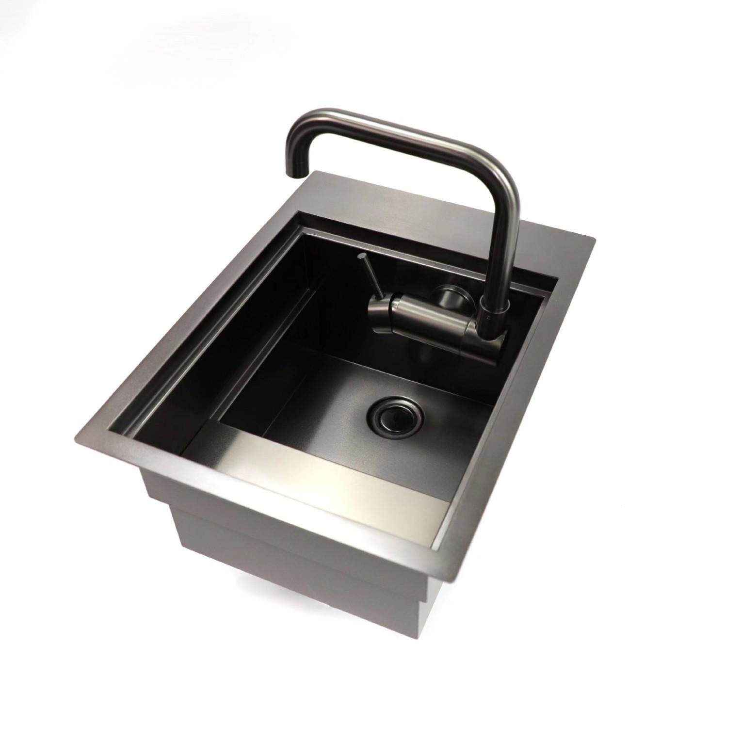 304不锈钢水槽大单槽厨房洗菜盆黑色吧台水槽不锈钢洗菜盆一体柜