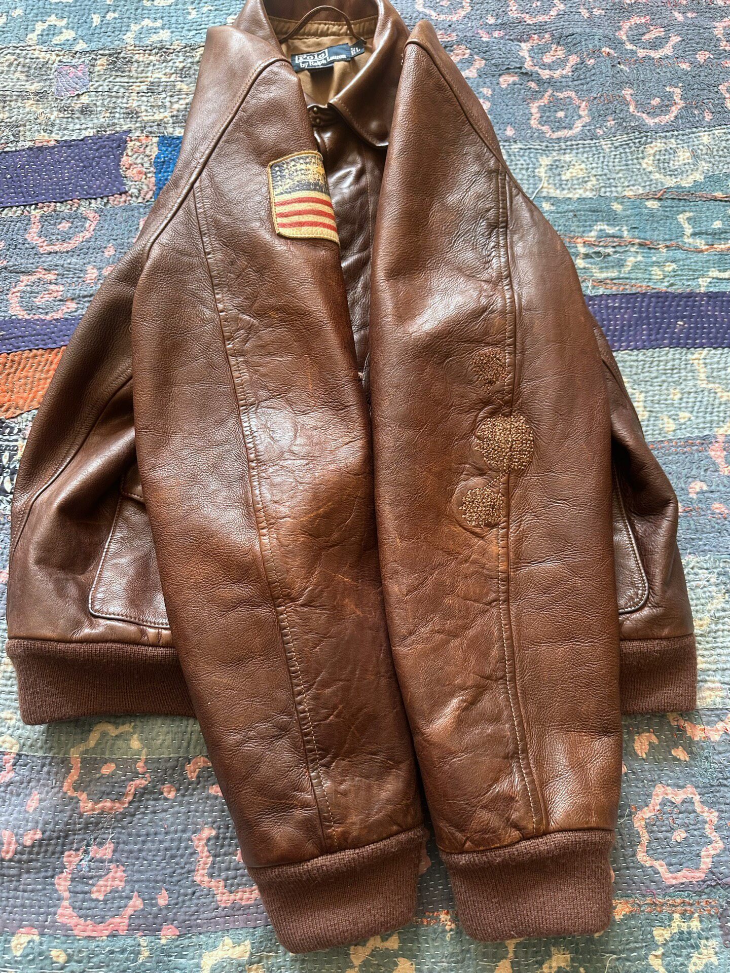 Polo Ralph Lauren A2 Brown Leather Jacket — label