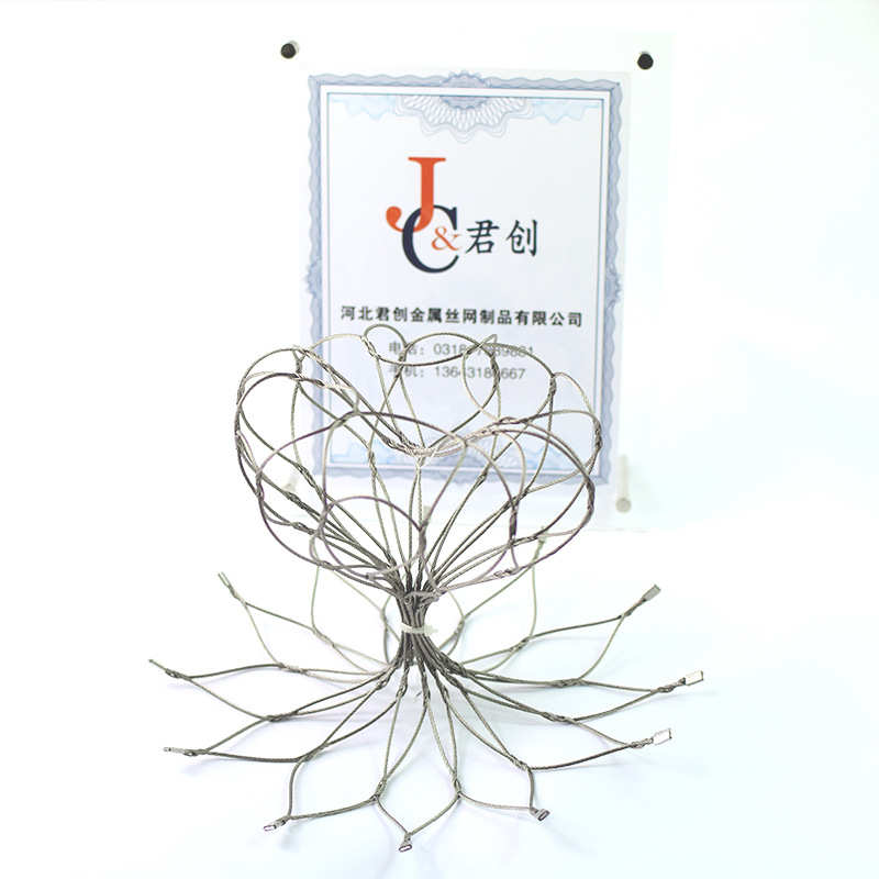 生产定制304不锈钢柔性钢丝绳网兜灯具防护网兜不锈钢防坠网兜