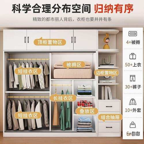 全实木深衣柜家卧室60儿出租房推拉门衣橱简易用收TDK纳童柜