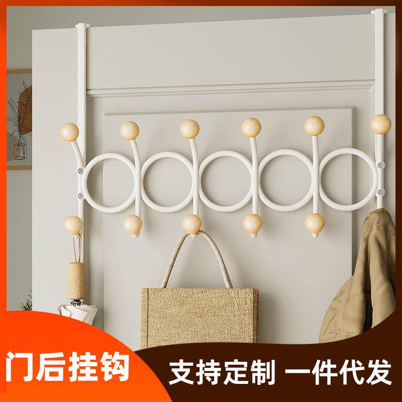 创意铁艺门后挂衣钩免打孔挂衣架多排挂衣钩墙上壁挂衣帽钩粘钩