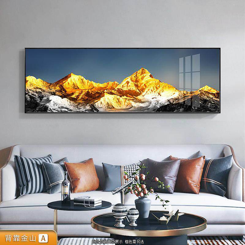 风景装饰画日照金山客厅沙发背景墙挂聚宝盆国办公室靠山现代简约
