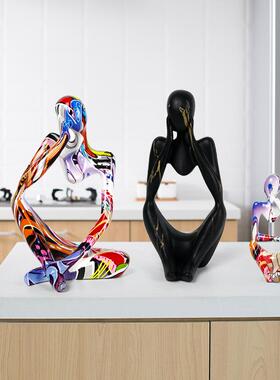 2025新款玄关摆件氛围感摆件工艺品思考者家居客厅办公室桌面抽象