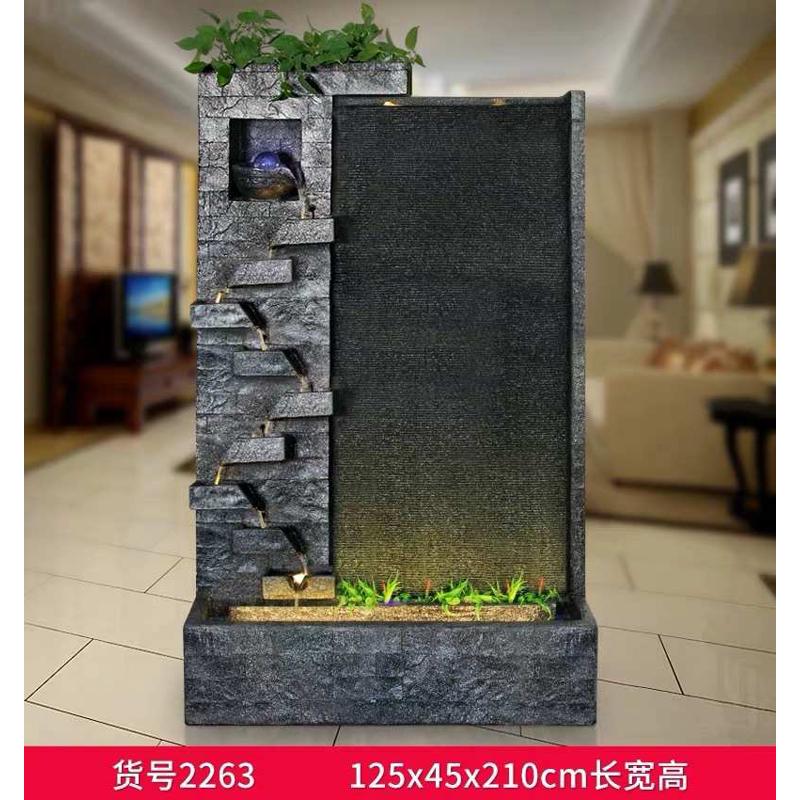 招财装饰屏风创意水幕瀑布欧式树脂别墅玄关水景摆件工艺品墙客厅