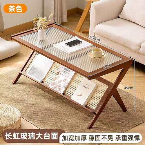 级轻奢茶几新客厅家用璃茶桌玻ML350茶台小户型阳台实木极简感202