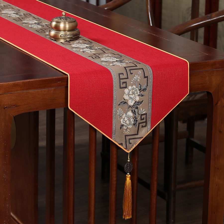 新中式桌旗禅意防水茶席茶台布艺轻奢高端茶几桌布茶垫布现代简约