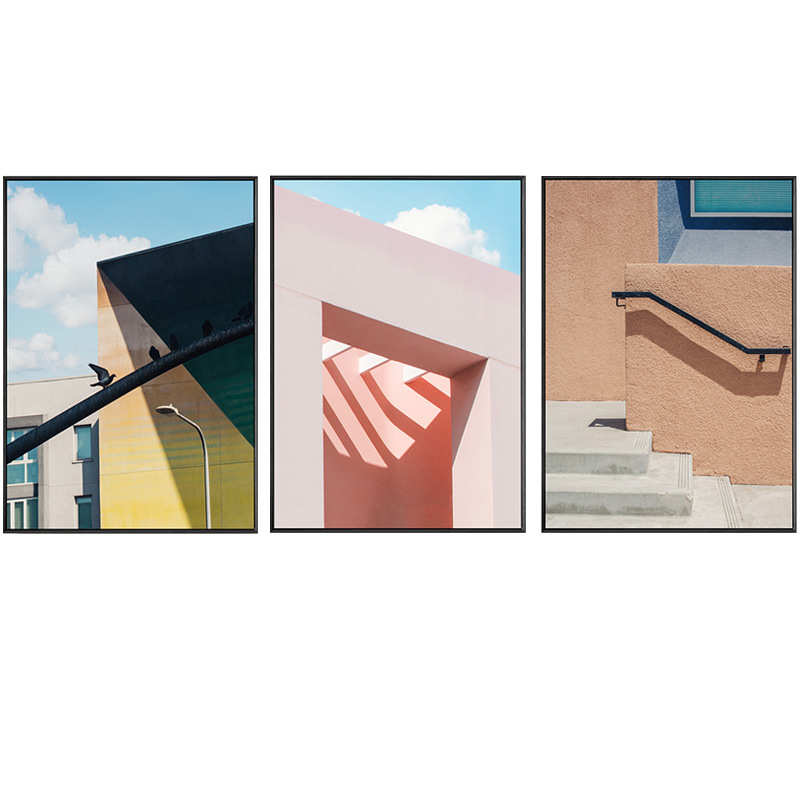 北欧风格建筑抽象装饰画沙发背景墙挂画现代简约客厅卧室创意壁画