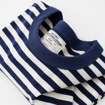 Vse Azma快速出门穿搭！230g蓝白条纹美式覆古海魂衫短袖T恤男女