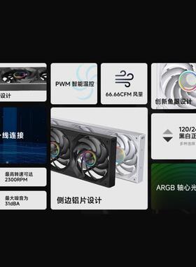 丛林豹星联Lite360轴心魔鱼眼ARGB灯光侧面铝片12cm机箱散热风扇