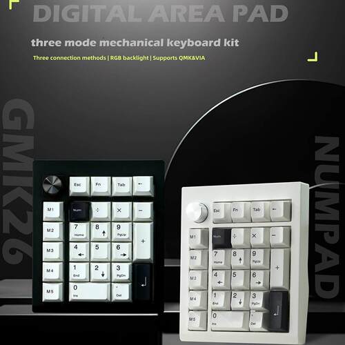 ZUOYA三模GMK26蓝牙机械数字小键盘蓝牙2.4G旋钮QMK/VIAAI