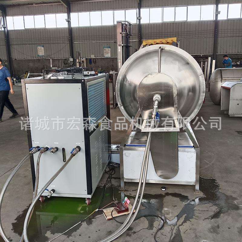 600L真空滚揉机虾仁腌制制冷真空滚揉机五香牛肉加工腌制滚揉设备