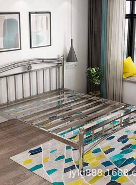 加厚30不锈床1001A.2米51.4单人双人床出租房1.8m铁艺床架学生钢