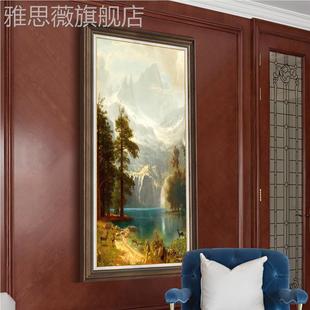 網紅風裝 式 聚寶歐盆美式 玄過道山掛畫景進門畫墻 畫關飾畫畫水豎版