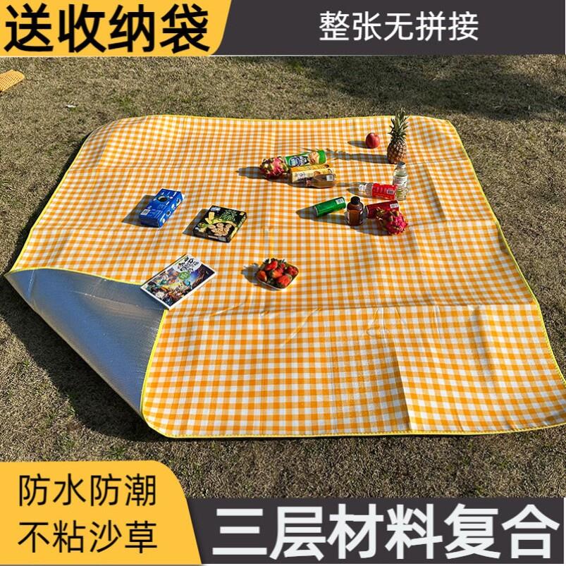 加厚野餐垫户外网红铝膜防潮垫帐篷内地垫野炊防水超大号特厚加大