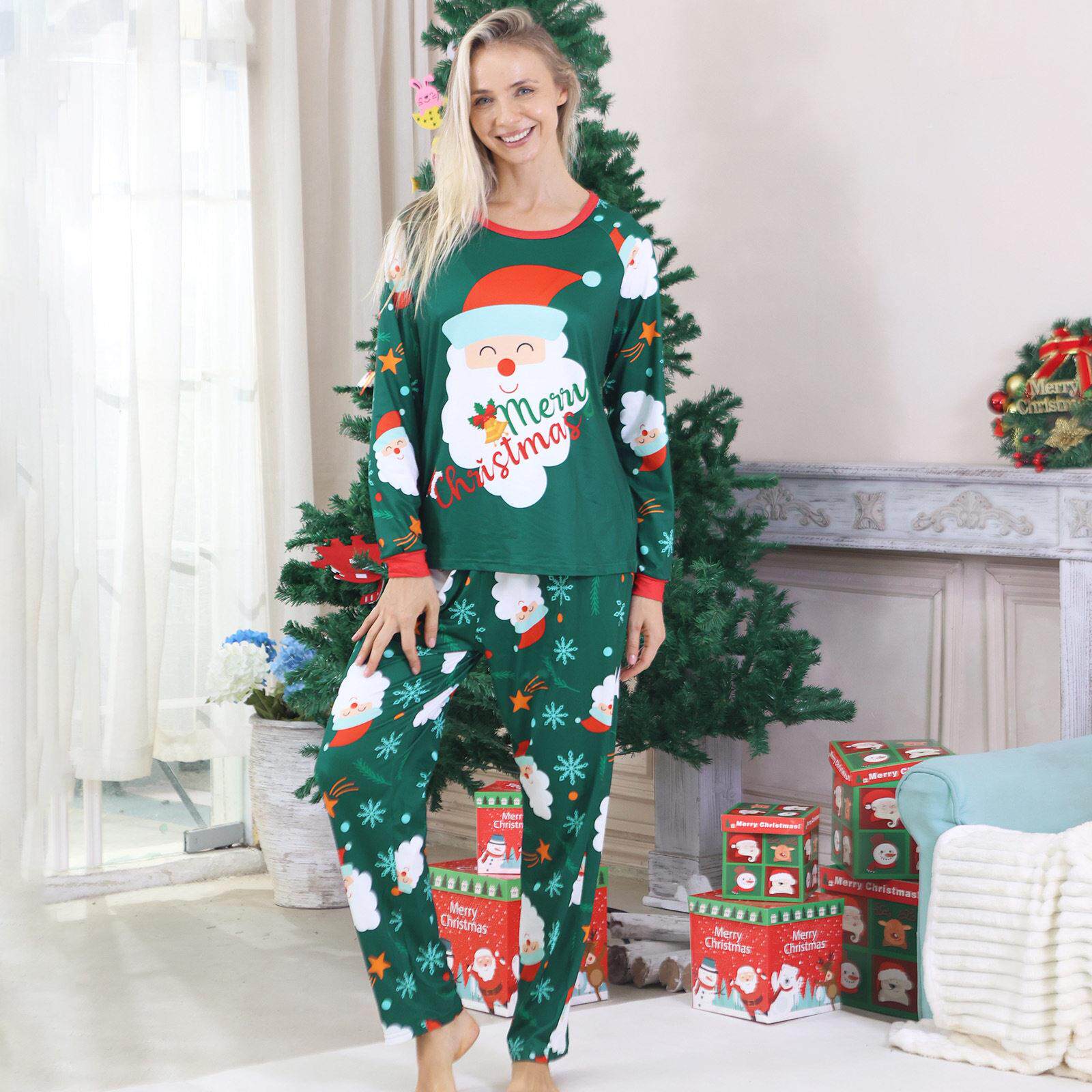 Merry Christmas Christmas Pajamas Family Set Santa Snowflake