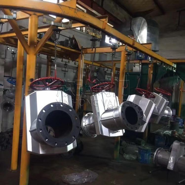 GJ642X气动防爆管夹阀 重力式 双作用法兰胶管夹管阀 欣弘阀门图片