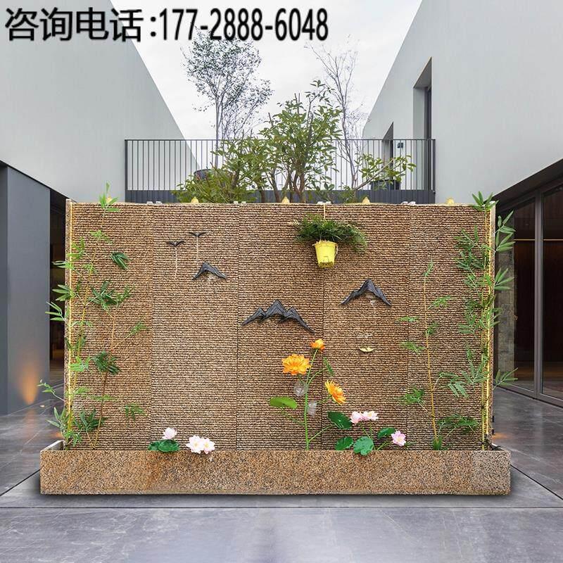 流水屏风户外假山喷泉瀑布鱼池庭院大型石材水幕墙造景观公司装饰
