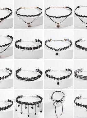 网红项圈女choker锁骨链脖子饰品颈带颈链脖链蕾丝短款项链