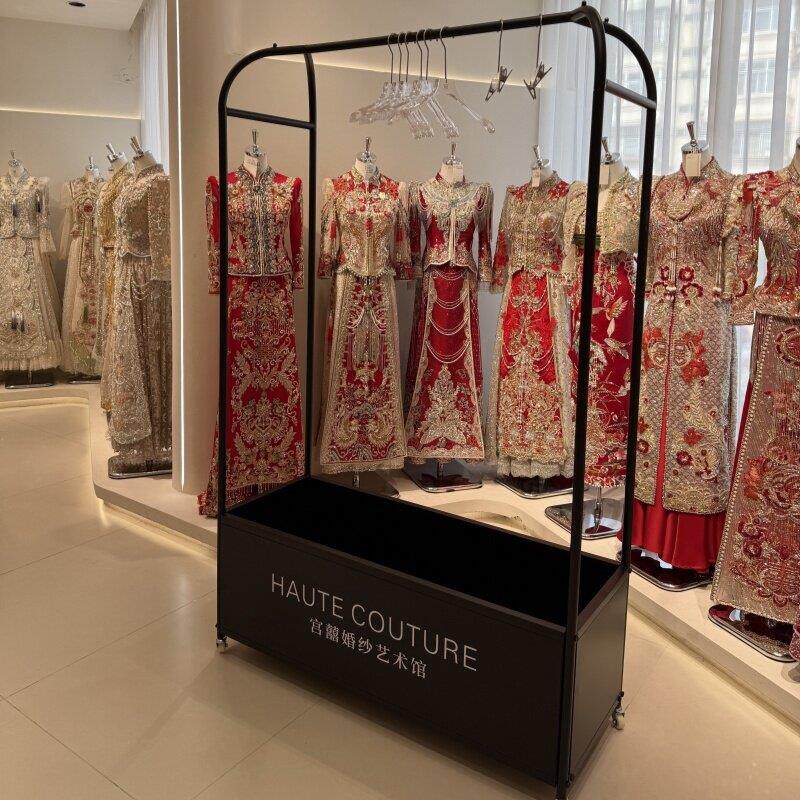 高档婚纱带轮推车展示架照相馆礼服旗袍挂衣车新娘试纱工具车加粗