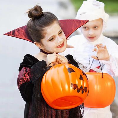 Halloween Pumpkin Bucket for Candy Snack Gift Holder Portabl