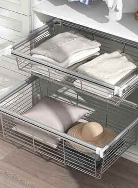 拉克JH-066C衣间整体衣柜厚黑帽色太空铝加加深伸收纳储物篮可调