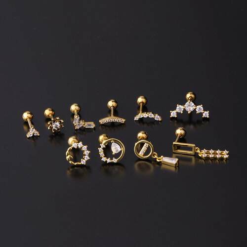 Stainless steel piercing screw screw ball ear studs