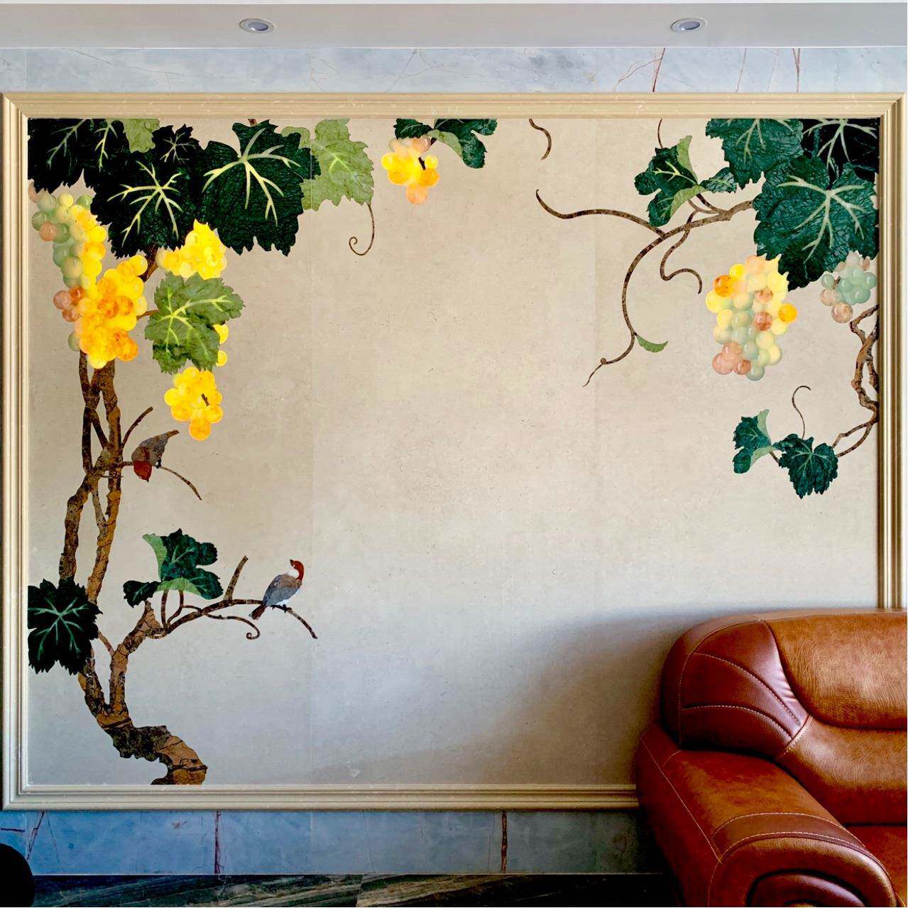 大理石石材马赛克拼图背景墙山水画墙砖壁画水刀拼花地板砖