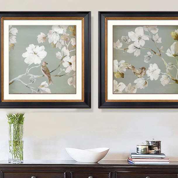 卧室床头壁画画二联复古仿餐厅花卉挂画美式客厅欧式装饰画油画墙