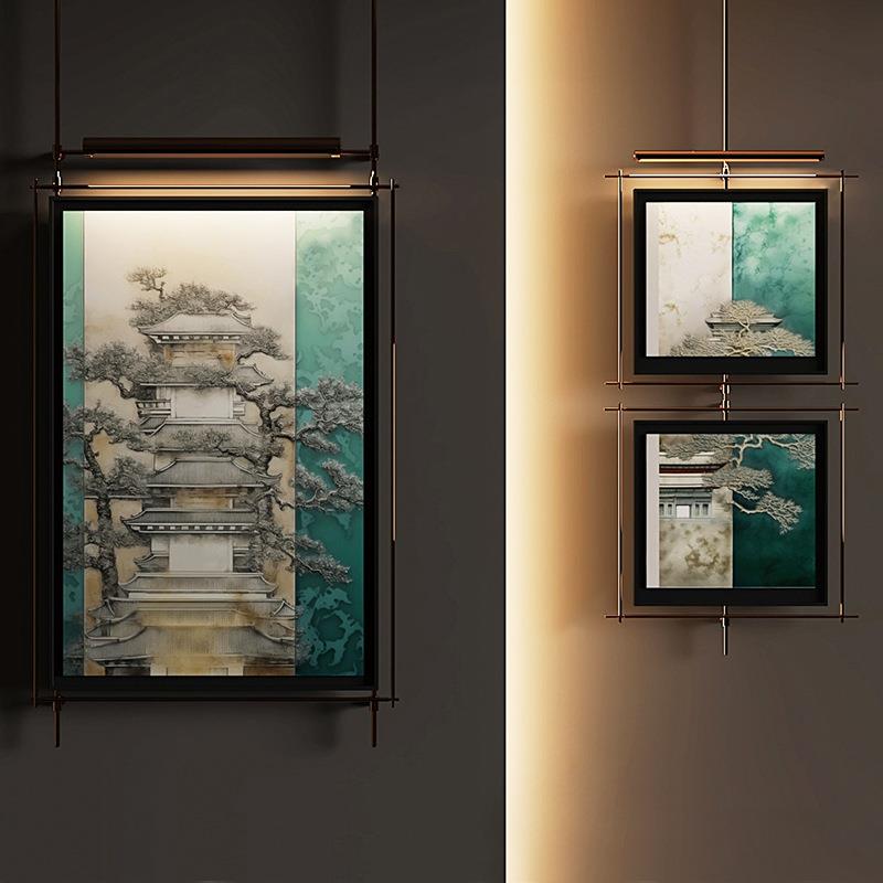 中古风美式壁灯装饰画氛围灯销售部酒店玄关高档挂饰复古壁画灯