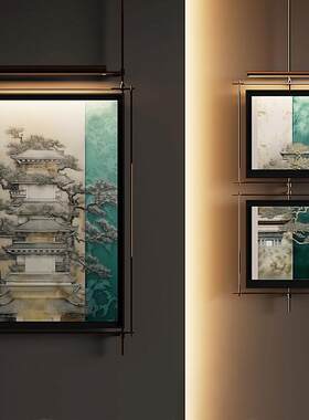中古风美式壁灯装饰画氛围灯销售部酒店玄关高档挂饰复古壁画灯