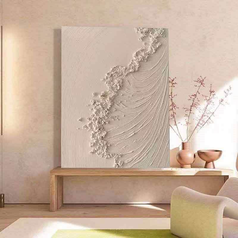 纯手工艺立体抽象油画慵懒奶油风客厅装饰画玄关海浪无框肌理挂画