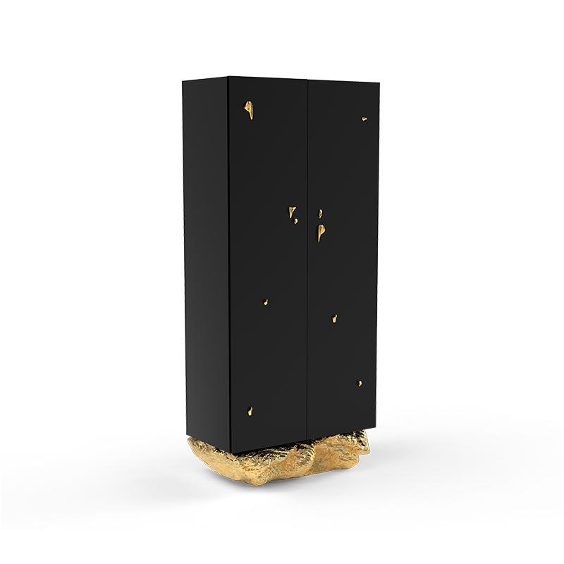 轻奢高端锤纹餐边柜创意设计酒柜纯铜储物柜大户型展厅别墅酒店