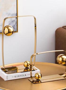 简约现代金属框架球创意轻奢家居客厅书房阳台软装饰品球摆件